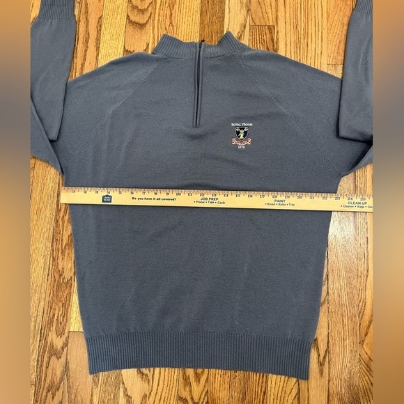 Mens Merino Wool Sweater Size L Gray Pullover Quarter Zip Mock Neck - Picture 7 of 8